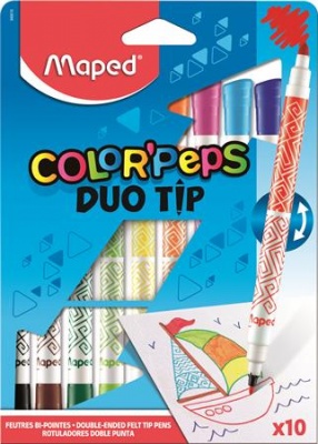 Filctoll készlet, MAPED "Color`Peps Duo Tip", 10 különböző szín