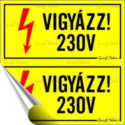 Információs matrica, 10x10 cm, "230 V"