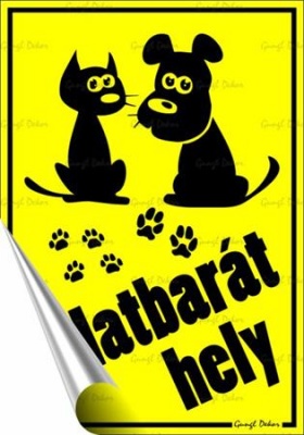 Információs matrica, 11,6x16,6 cm, "Állatbarát hely"