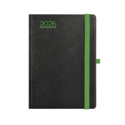 Naptár, tervező, A5, napi, TOPTIMER, "Nero", fekete-zöld