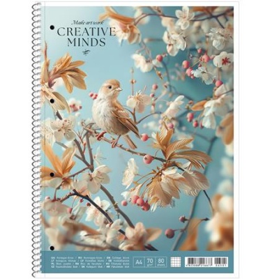 Spirálfüzet, A4, vonalas, 80 lap, SHOLYARYK "College Block Creative Minds", vegyes