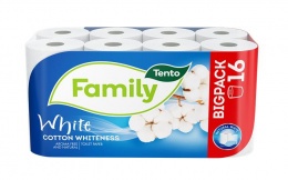 Toalettpapír, 2 rétegű, kistekercses, 16 tekercs, TENTO "Family White", fehér